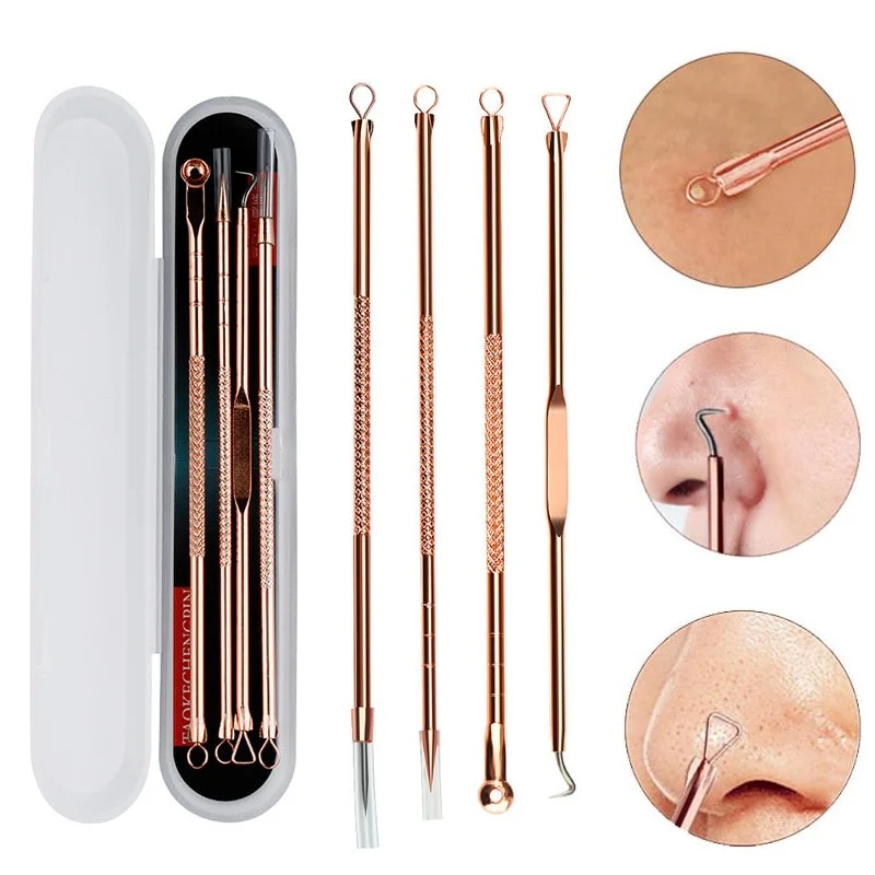 Luxury Skincare Acne - 4 Stks/set Rvs Comedondrukker Tool Kit