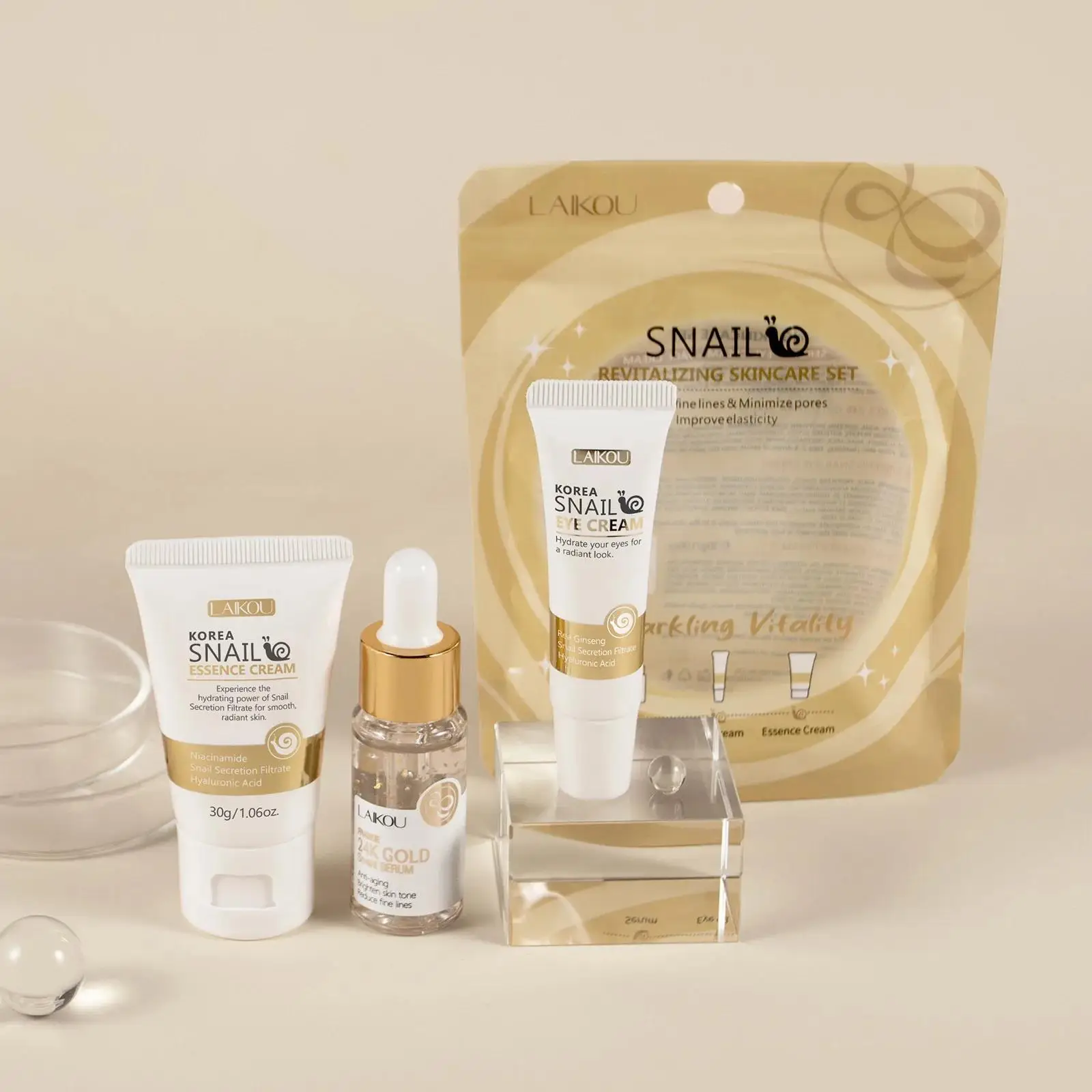 Luxury Natural Skincare - 24K Gold Slak Reparatie Serum Oogcrème